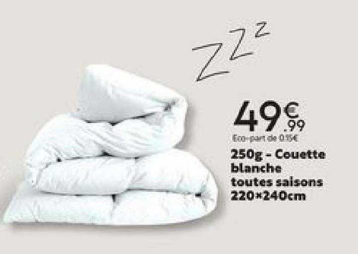 250g - couette blanche toutes saisons 220 x 240 cm