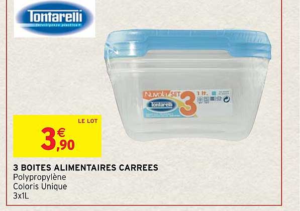 3 boîtes alimentaires carrées tontarelli