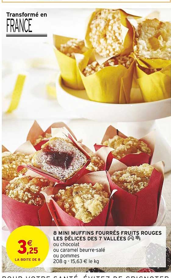 3 mini muffins fourrés fruits rouges les délices des 7 vallées