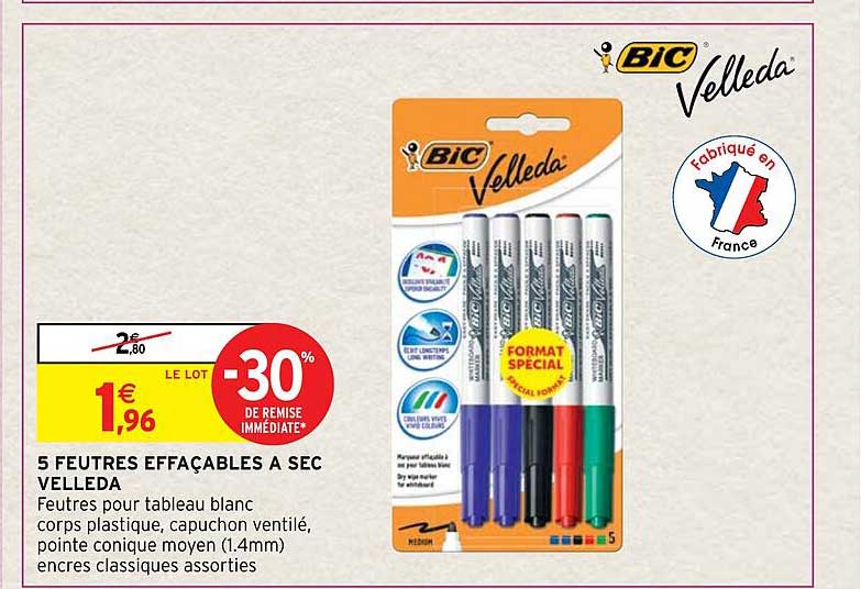 5 Feutres Effaçables à Sec Velleda