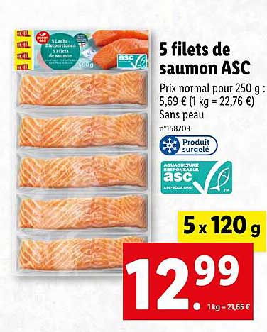 5 Filets De Saumon Asc