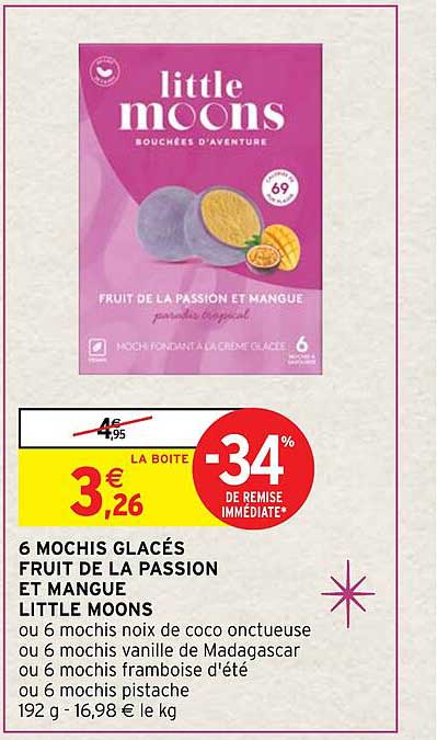 6 mochis glacés fruit de la passion et mangue little moons