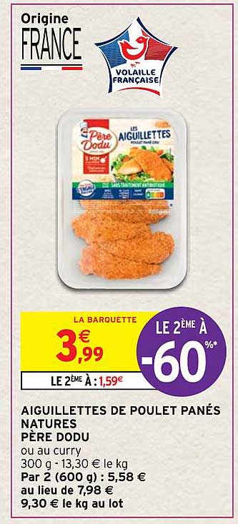 aiguillettes de poulet panés natures père dodu