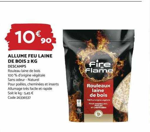 allume feu laine de bois 2 kg