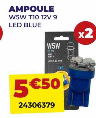 ampoule w5w t10 12v 9 led blue