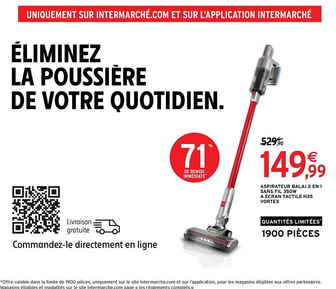 aspirateur balai 2 en 1 sans fil 350w à écran tactile h35 vortex