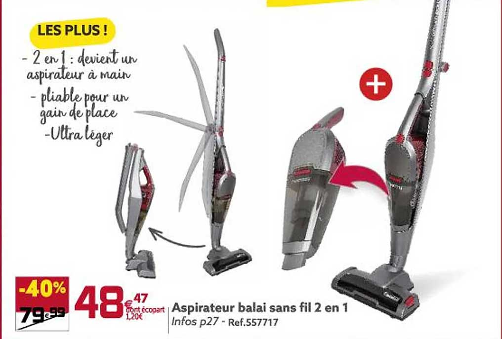Aspirateur Balai Sans Fil 2 En 1