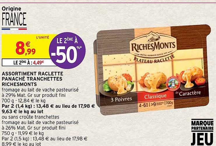 assortiment raclette panaché tranchettes riches monts