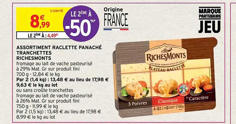 assortiment raclette panaché tranchettes riches monts