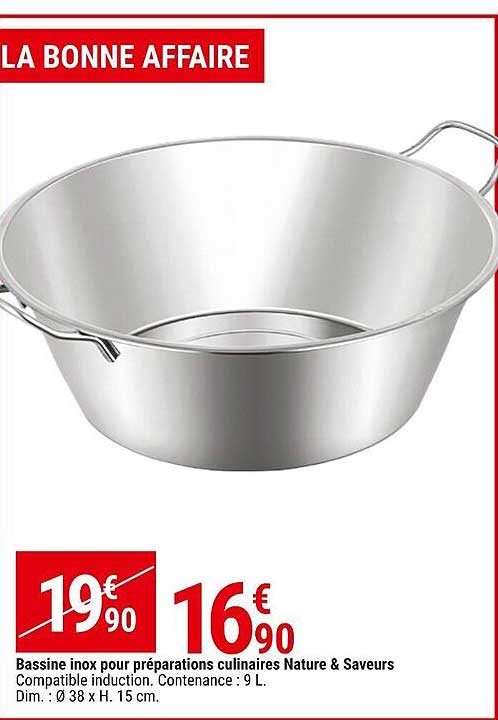 bassine inox pour préparations culinaires nature & saveurs
