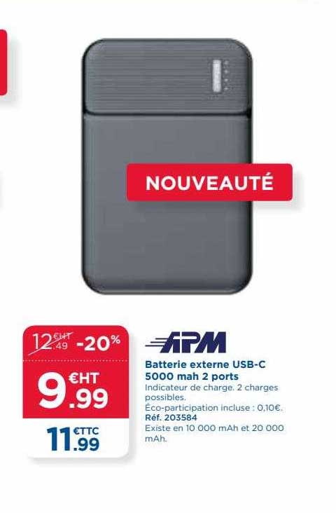 batterie externe usb-c 500 mah 2 ports