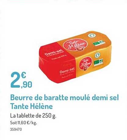 beurre de baratte moulé demi sel tante hélène