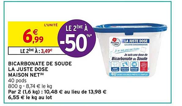 bicarbonate de soude la juste dose maison net le 2ème à -50%