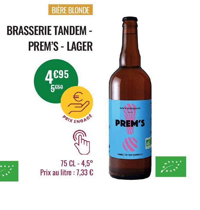 bière blonde brasserie tandem - prem's - lager