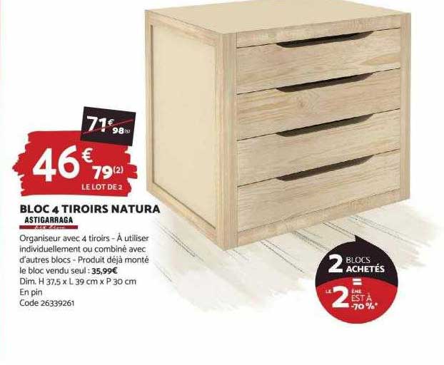 Bloc 4 Tiroirs Natura Astigarraga