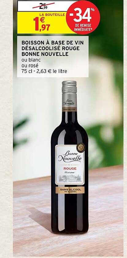boisson à base de vin désalcoolisé rouge bonne nouvelle