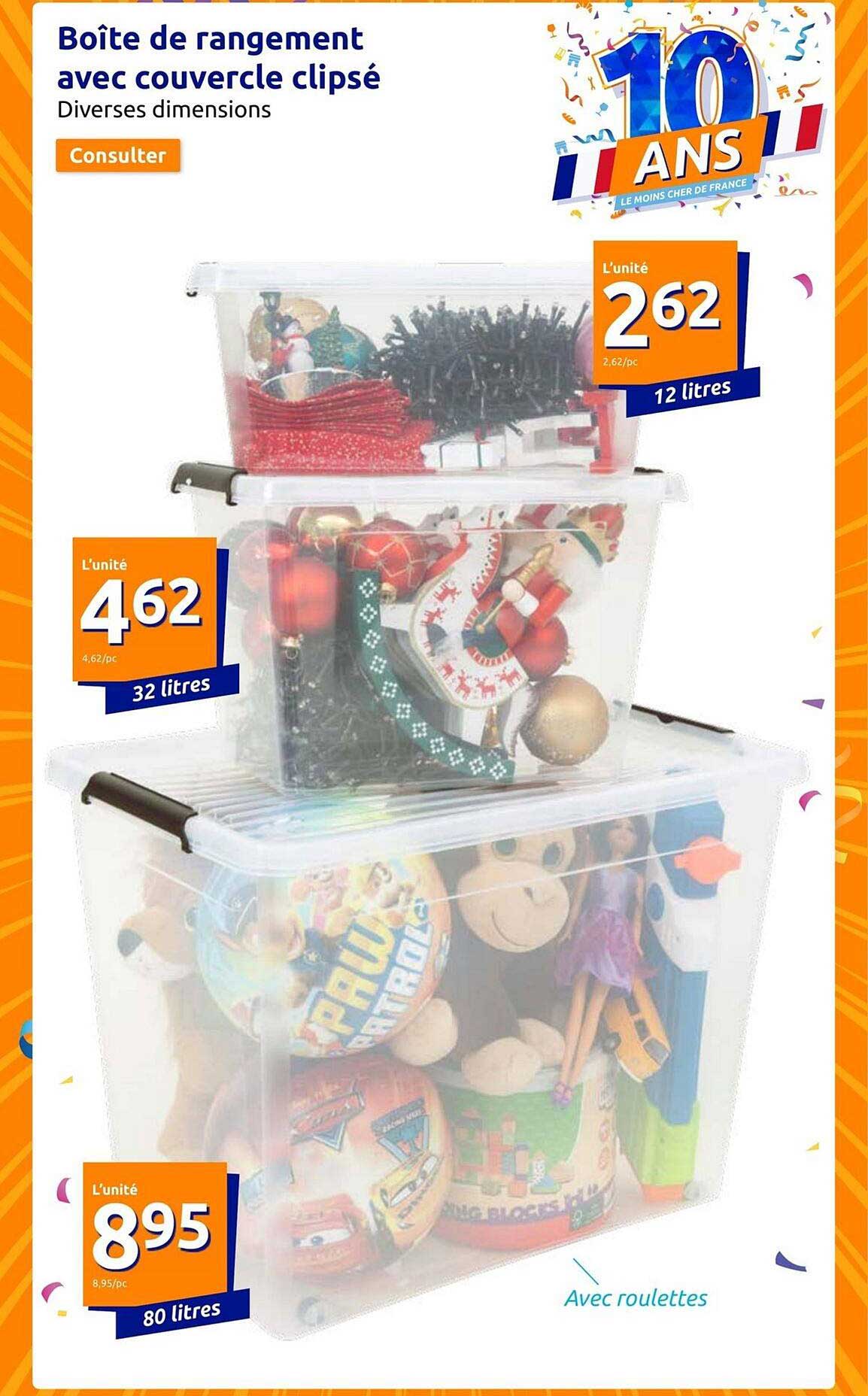 boîte de rangement avec couvercle clipsé