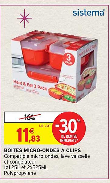 boîtes micro-ondes à clips sistema