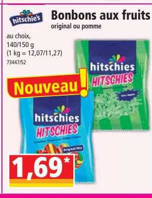 bonbons aux fruits original ou pomme hitschie's