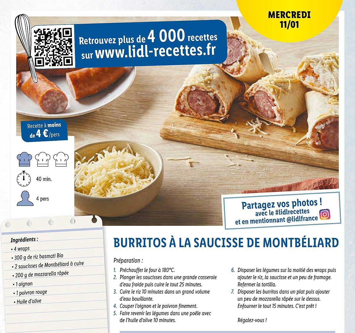 Burritos à La Saucisse De Montbéliard