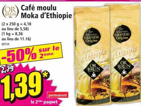 Café Moulu Moka D'éthiopie Or Brun