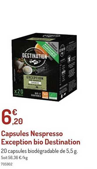 capsules nespresso exception bio destination