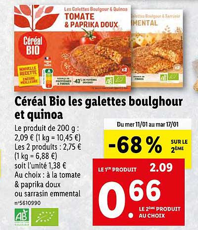 Céréal Bio Les Galettes Boulghour Et Quinoa