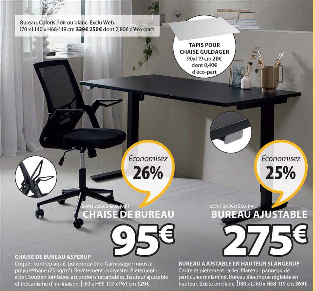 chaise de bureau asperup, bureau ajustable en hauteur slangerup