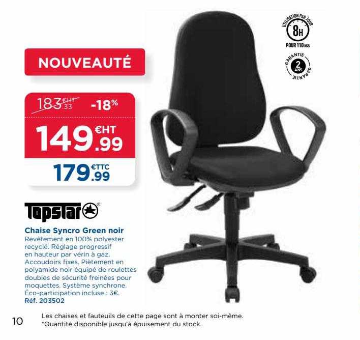 chaise syncro green noir topstar