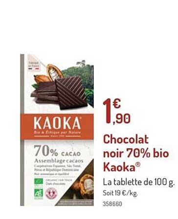 Chocolat Noir 70% Bio Kaoka