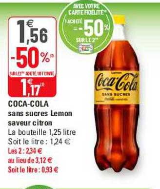 coca-cola sans sucres lemon saveur citron