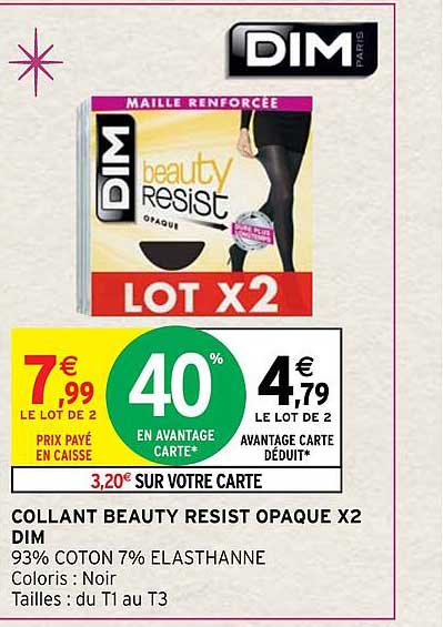 collant beauty resist opaque x2 dim