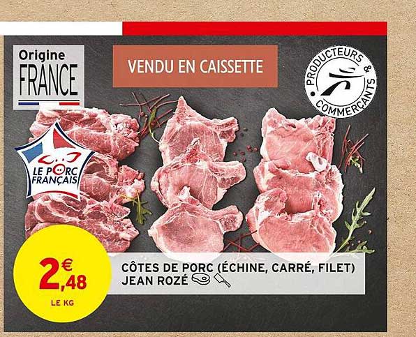 côtes de porc (échine, carré, filet) jean rozé