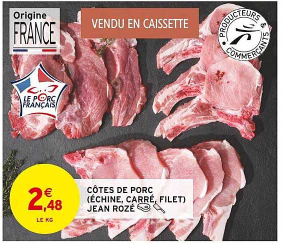 côtes de porc échine carré filet jean rozé