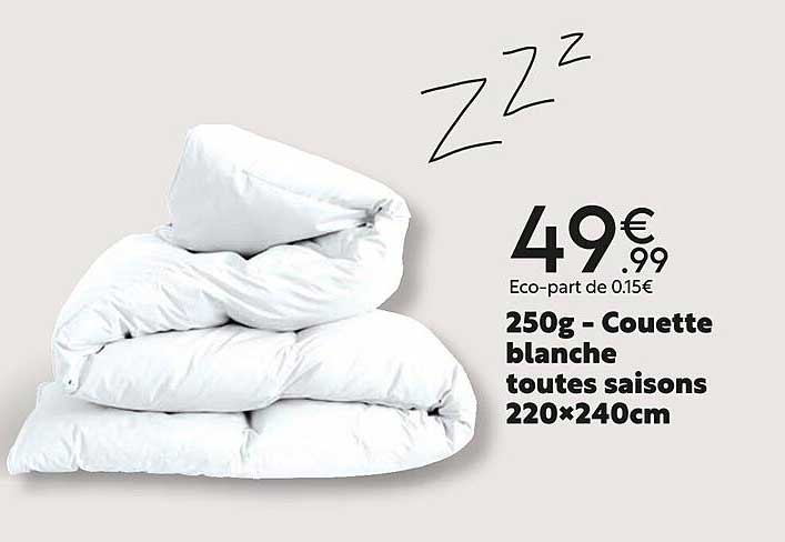 couette blanche toutes saisons 220 x 240 cm