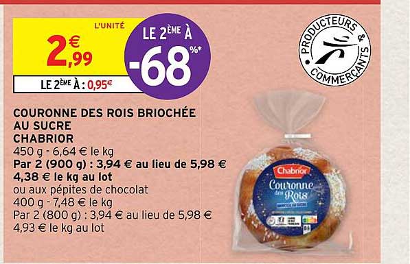 couronne des rois briochée au sucre chabrior