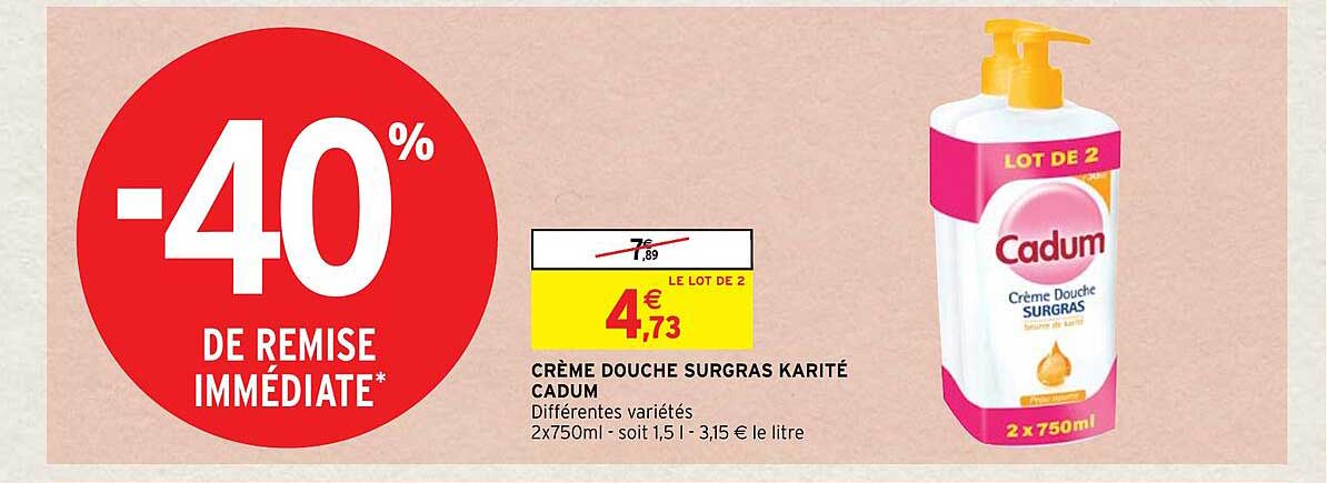 crème douche surgras karité cadum