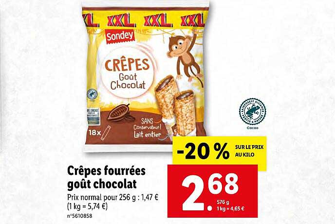 Crêpes Fourrées Goût Chocolat Sondey
