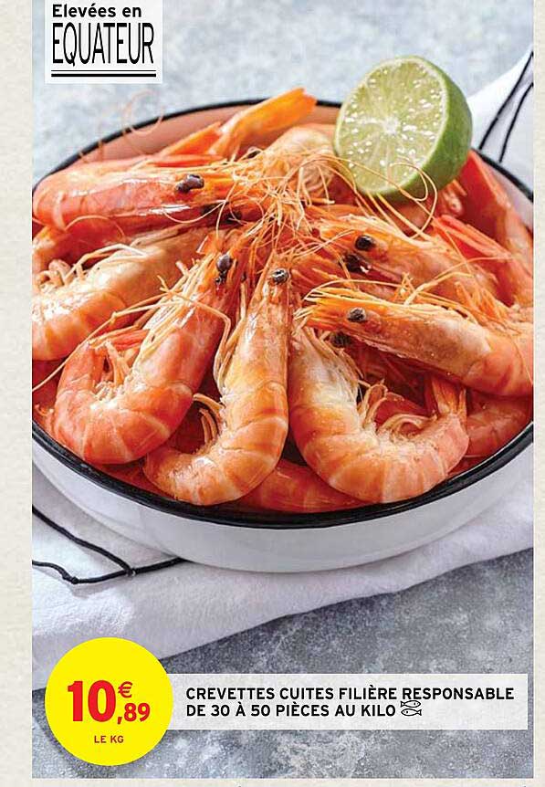 crevettes cuites filière responsable de 30 à 50 pièces au kilo