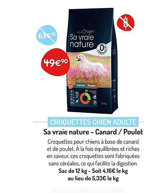 croquettes chien adulte sa vraie nature - canard-poulet