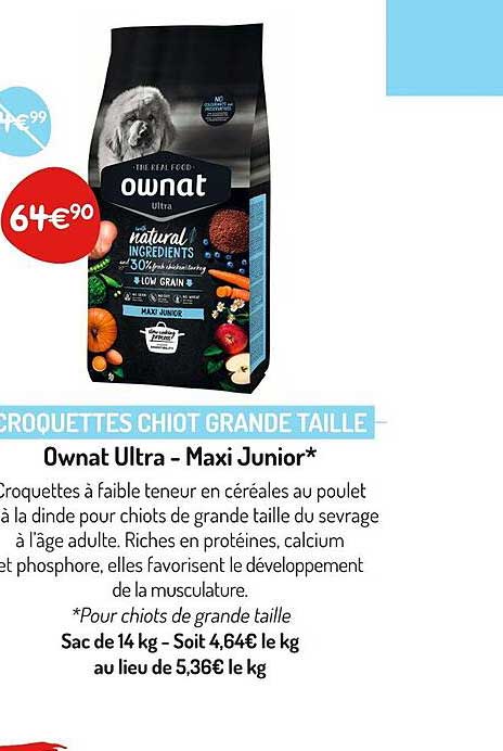 croquettes chiot grande taille ownat ultra - maxi junior