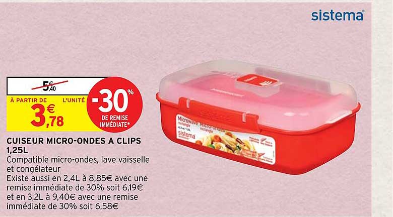 Cuiseur Micro-ondes à Clips 1,25 L Sistema