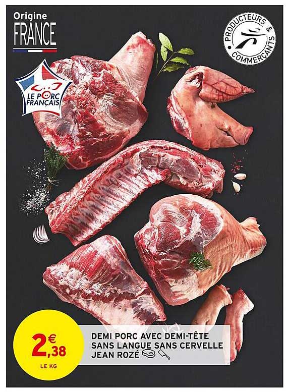 demi porc avec demi-tête sans langue sans cervelle jean rozé