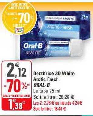 dentifrice 3d white arctic fresh oral-b