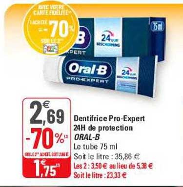 dentifrice pro-expert 24h de protection oral-b