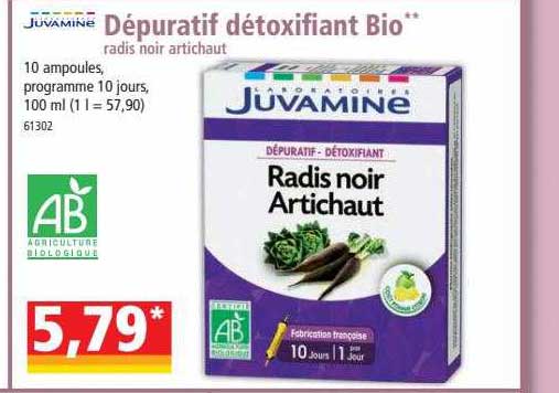 dépuratif détoxifiant bio radis noir artichaut juvamine