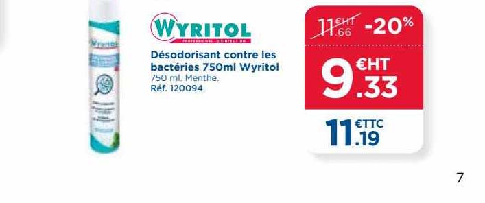 désodorisant contre les bactéries 750 ml wyritol