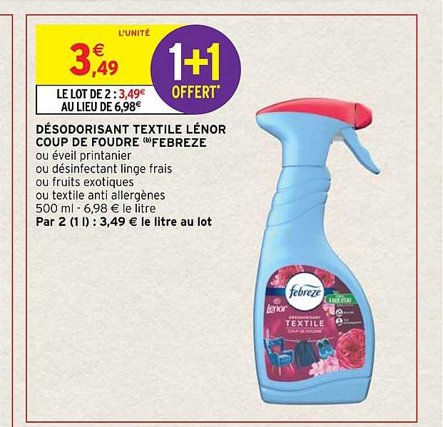 désodorisant textile lénor coup de foudre febreze