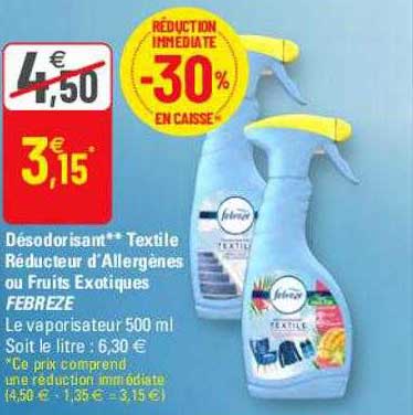 Désodorisant Textile Réducteur D'allergènes Ou Fruits Exotiques Febreze