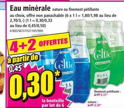 eau minérale nature ou finement pétillante celtic